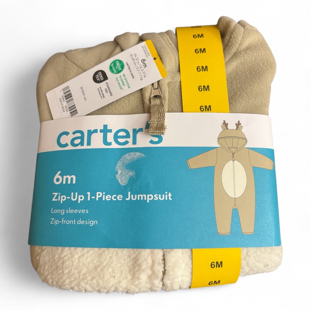 Carter's Tan Zip-Up 1-Piece Jumpsuit NWT